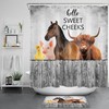 Rustic Retro Farm Animals Highland Cow, Pig, and Horse Shower Curtain Set