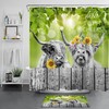Rustic Retro Green Highland Cow Shower Curtain For Nature-Themed Bathrooms