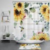 Rustic Retro Sunflower Hummingbird Shower Curtain with Plant Print for Bathroom