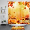 Rustic Retro Sunflower Pumpkin Thanksgiving Shower Curtain with Plant Print