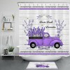 Rustic Retro Truck Shower Curtain with Purple Plank and Dragonfly Prints