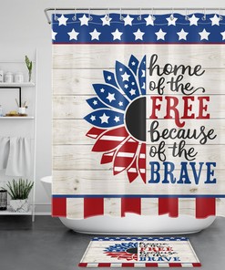 Rustic Retro Wood Independence Day Shower Curtain Set for a Patriotic Bathroom
