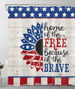 Rustic Retro Wood Independence Day Shower Curtain Set for a Patriotic Bathroom