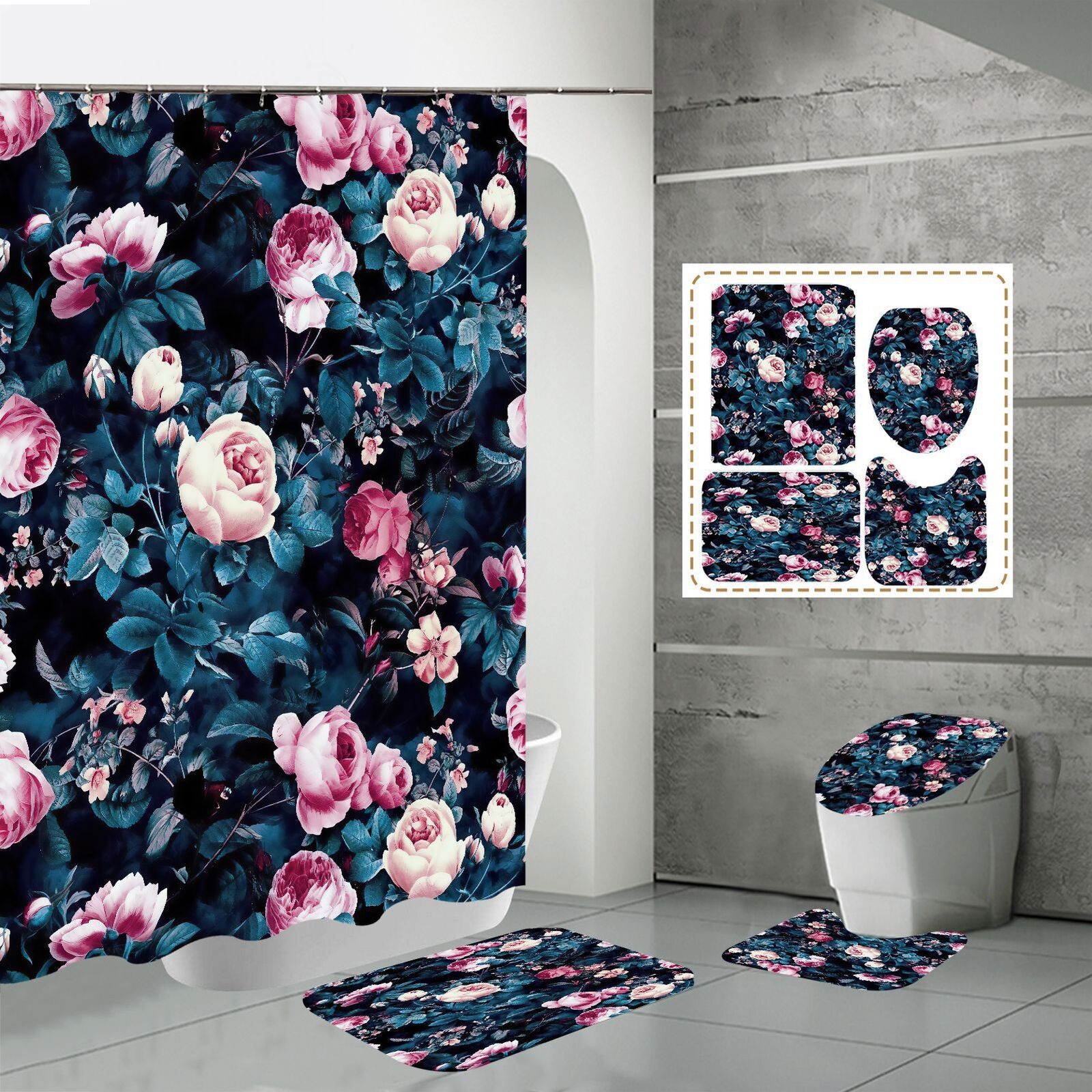 Rustic Rose Flowers Shower Curtain with New Classic Design