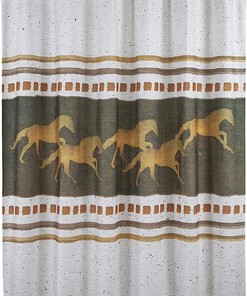Rustic Running Remuda Horse Bath Shower Curtain with Paseo Road by HiEnd Accents