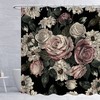 Rustic Rustle Grey Floral Shower Curtain With Blossoming Rose