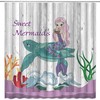 Rustic Sea Turtle Mermaid Shower Curtain With Cute Cartoon Ocean Life Design And Vintage Wooden Board