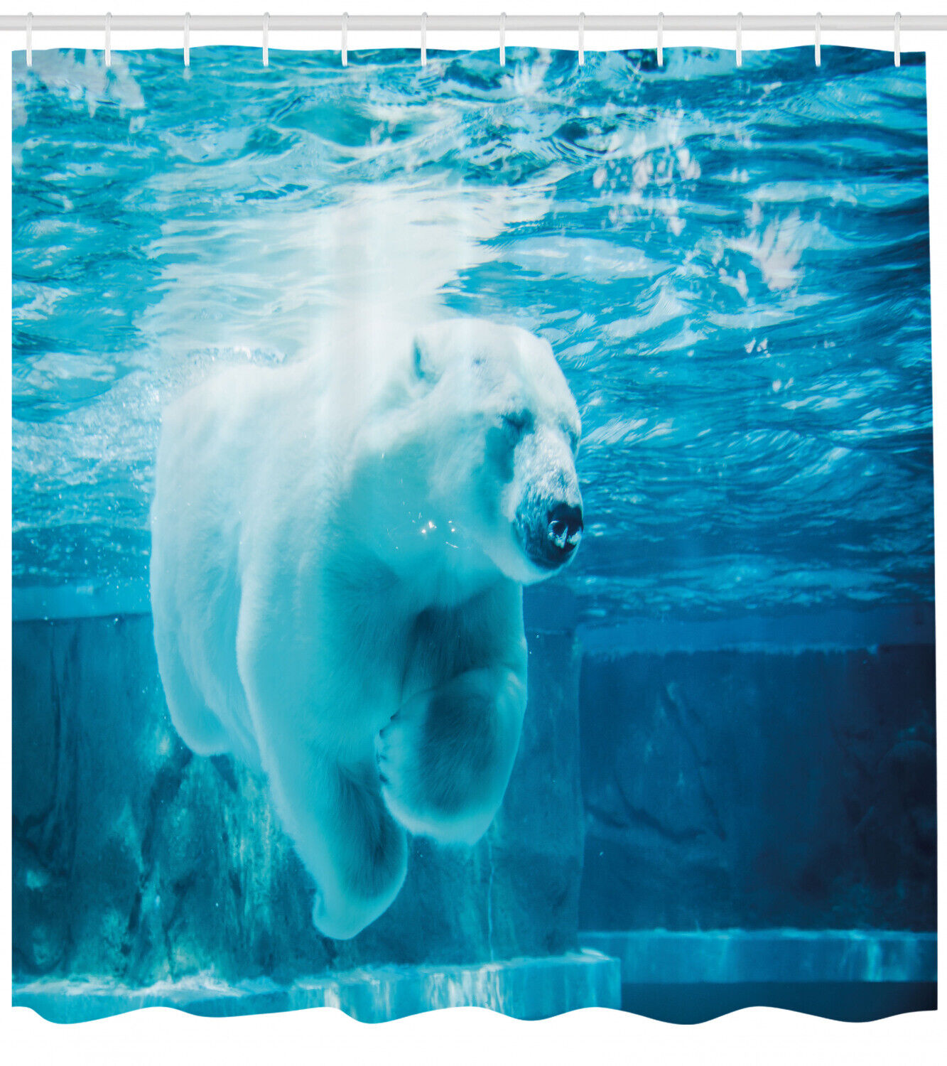 Rustic Shower Curtain With Arctic Polar Underwater Bear Print, Perfect For Nature Lovers - Image 2