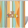 Rustic Shower Curtain With Bear And Stripe Print, Perfect For Lodge Or Cabin Bathrooms