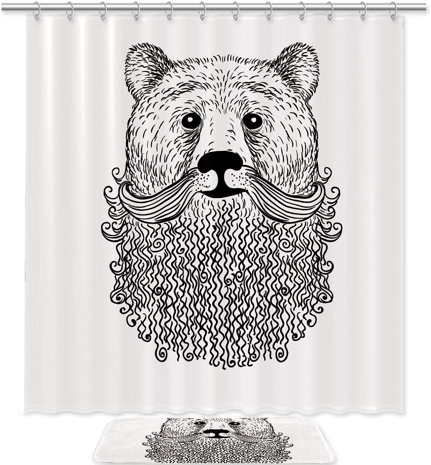 Rustic Shower Curtain With Bear Animal Print, Perfect For Lodge Or Cabin Bathrooms