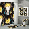 Rustic Skull And Rose Shower Curtain For Hunters And Nature Lovers