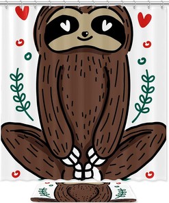 Rustic Sloth Print Shower Curtain, Distressed and Charming Bathroom Decor