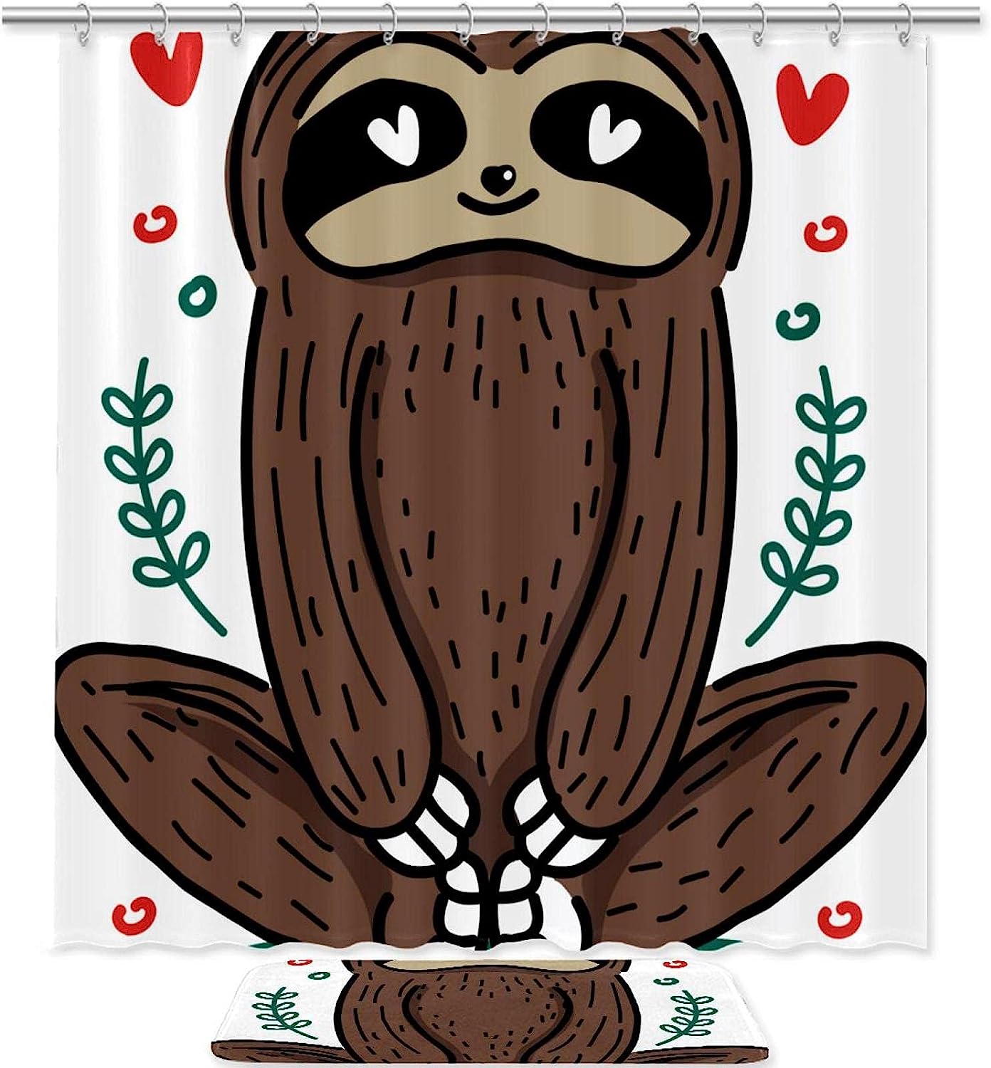 Rustic Sloth Print Shower Curtain, Distressed and Charming Bathroom Decor