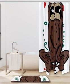 Rustic Sloth Print Shower Curtain, Distressed and Charming Bathroom Decor