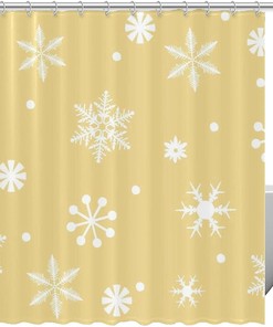 Rustic Snowflake Print Shower Curtain