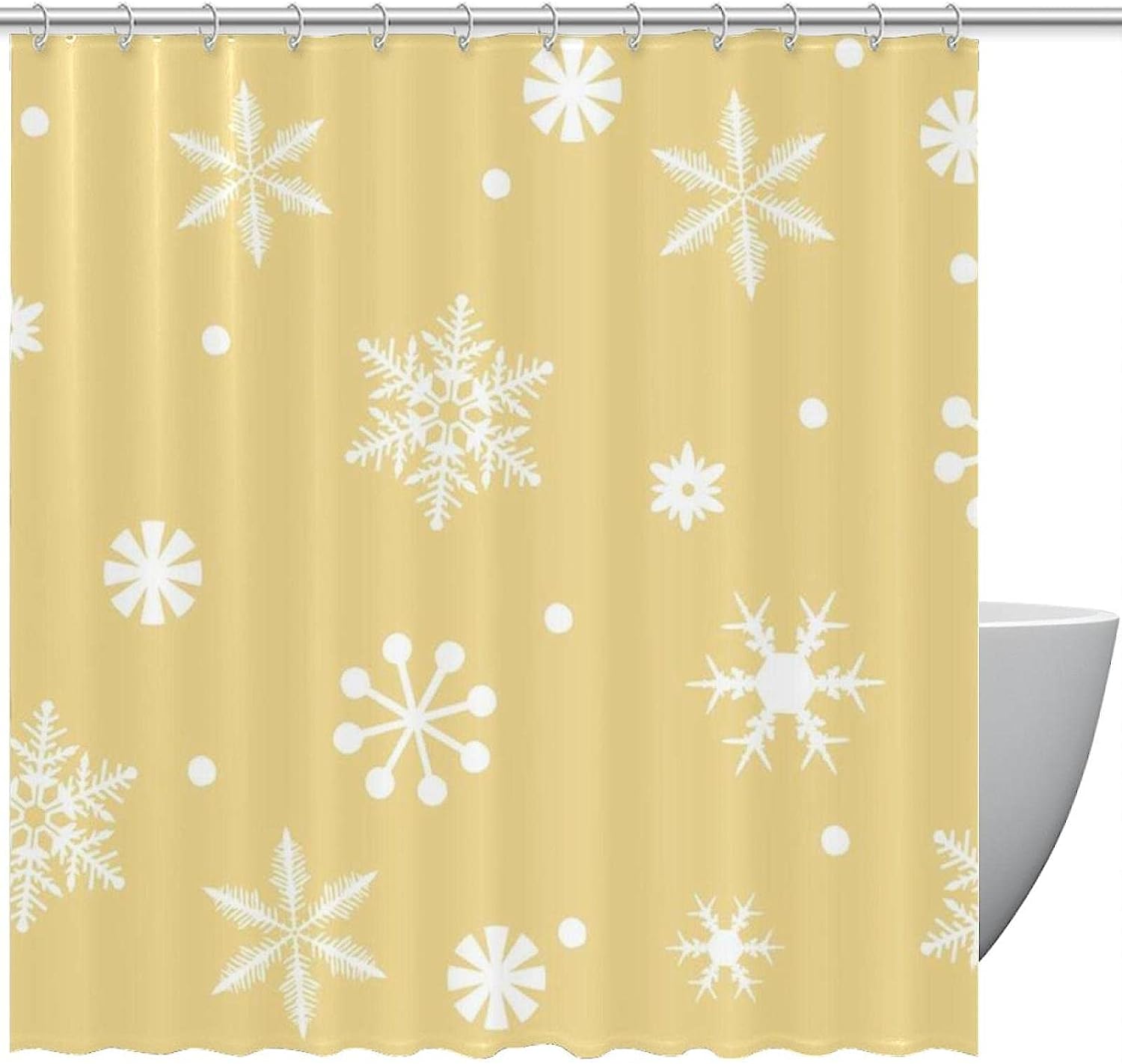 Rustic Snowflake Print Shower Curtain