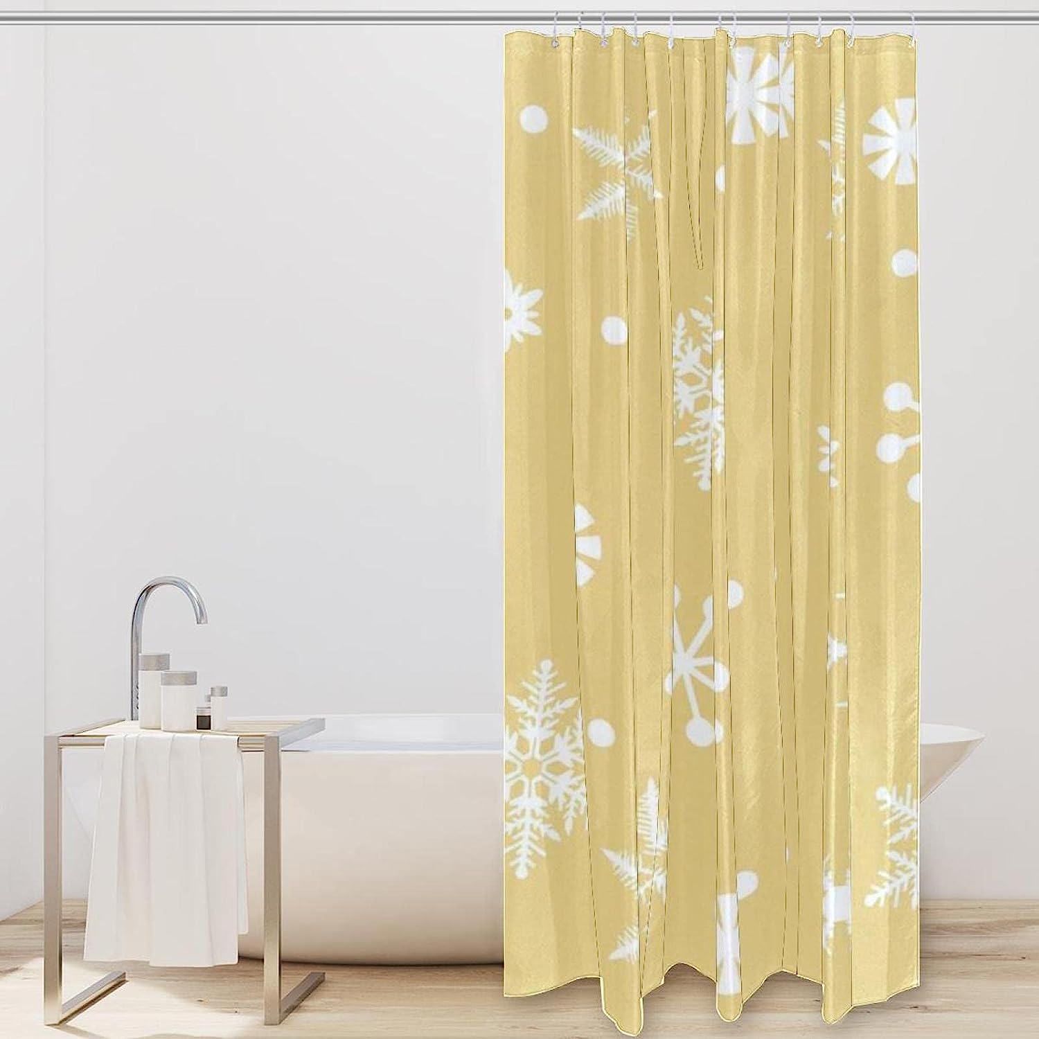 Rustic Snowflake Print Shower Curtain