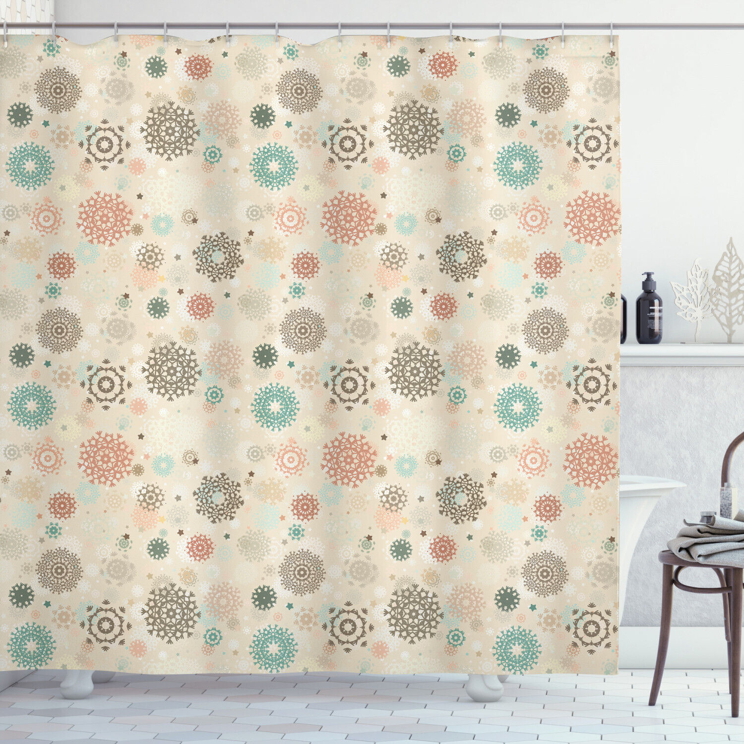 Rustic Snowflakes Winter Shower Curtain Set