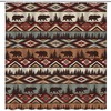 Rustic Southwestern Shower Curtain with Bear and Brown Aztec Pattern