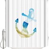 Rustic Style Sailing Nautical Themed Linen Fabric Shower Curtain for Modern Bathroom Decoration