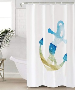 Rustic Style Sailing Nautical Themed Linen Fabric Shower Curtain for Modern Bathroom Decoration