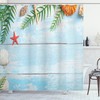 Rustic Style Seashells and Palms Picture Shower Curtain for a Vintage and Fun Bathroom Decor 