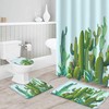 Rustic Summer Cactus Green Succulent Print Shower Curtain for Tropical Bathroom
