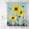 Rustic Sunflower And Butterfly Shower Curtain