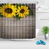 Rustic Sunflower Flowers on Wood Planks Shower Curtain for A Charming Farmhouse Bathroom Look