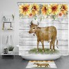 Rustic Sunflower Funny Cow Bathroom Decor Shower Curtain