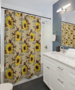Rustic Sunflower Printed Shower Curtain