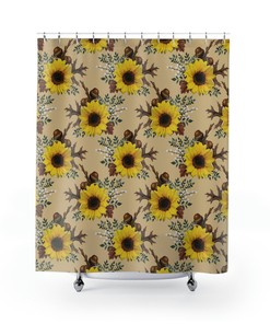 Rustic Sunflower Printed Shower Curtain