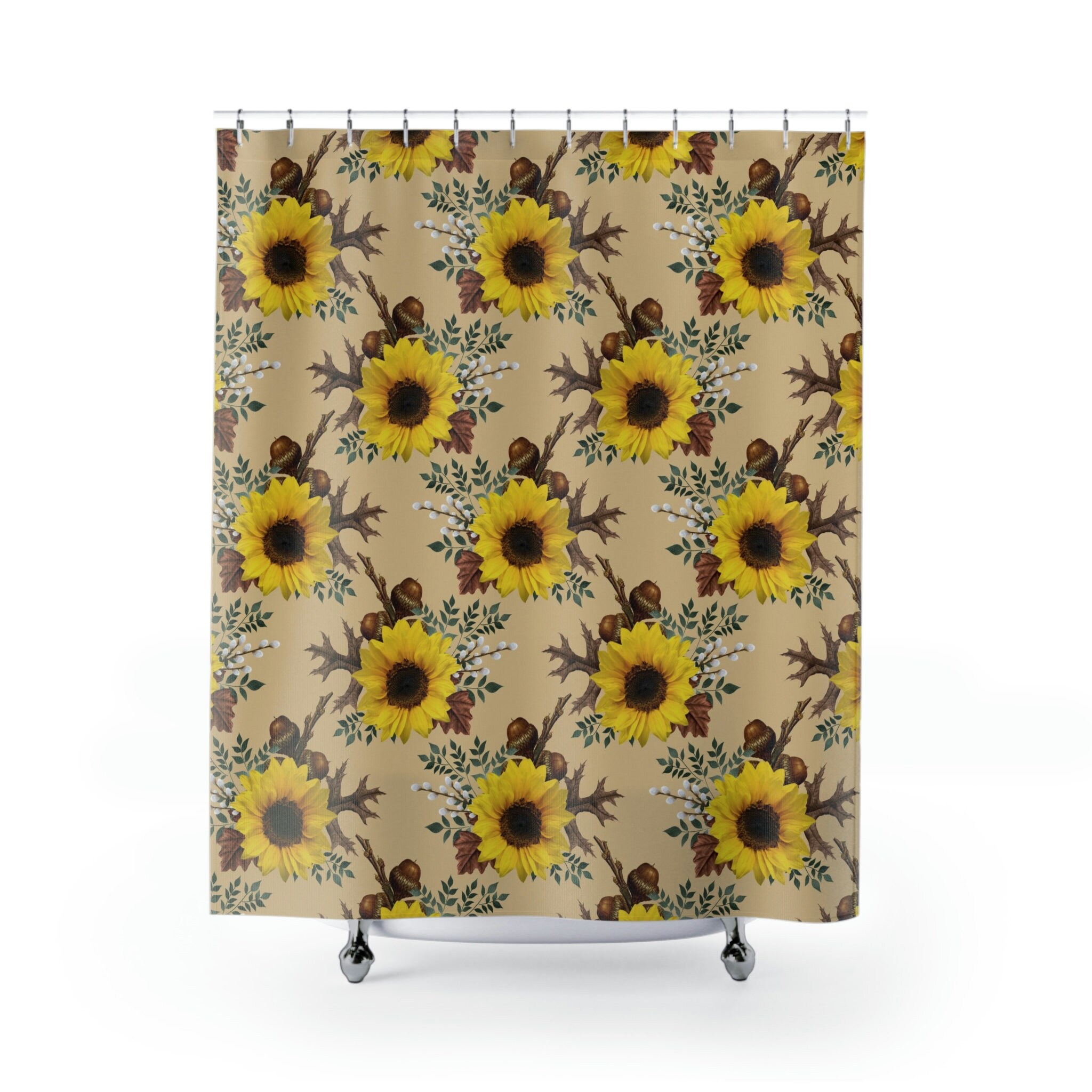 Rustic Sunflower Printed Shower Curtain