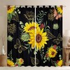 Rustic Sunflower Window Drapes and Golden Leaves Butterfly Print Curtain Set for Farmhouse Bathroom