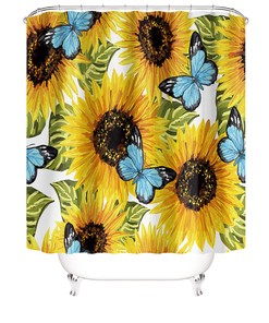 Rustic Sunflower and Butterfly Shower Curtain for your Bathroom