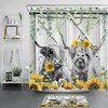 Rustic Sunflower and Highland Cow Shower Curtain for Farmhouse Bathroom Decor