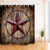Rustic Texas Star Fabric Shower Curtain with Wooden Boards Design - Retro Bath Accessories for Home