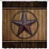 Rustic Texas Star Wooden Shower Curtain, Barn Country Farmhouse Bathroom Decor
