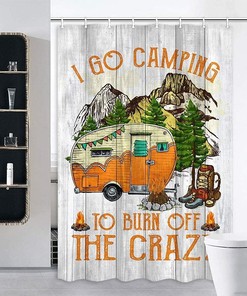 Rustic Trailers and Mountain Pine Trees RV Shower Curtain for Camper Bathroom