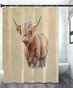 Rustic Vintage Background Highland Cow Farmhouse Style Shower Curtain - Available Now!