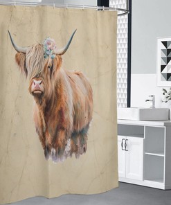 Rustic Vintage Background Highland Cow Farmhouse Style Shower Curtain - Available Now!