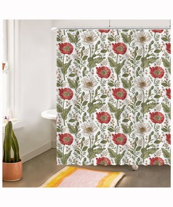 Rustic Vintage Botanical Floral Shower Curtain - Waterproof and Decorative Bathroom Decoration