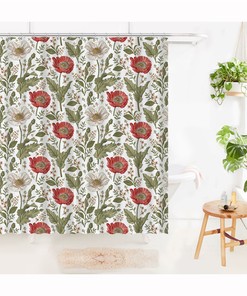 Rustic Vintage Botanical Floral Shower Curtain - Waterproof and Decorative Bathroom Decoration