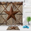 Rustic Vintage Shower Curtain - Barn Door and Star Bathroom Accessory with Western Flair