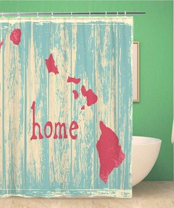 Rustic Vintage State Shower Curtain - America Hawaii Nostalgic Red White And Blue Design