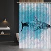 Rustic Washable Shower Curtain Decorative For Bathroom Bathtub, Marine Theme Marine Life Shark Blue Background