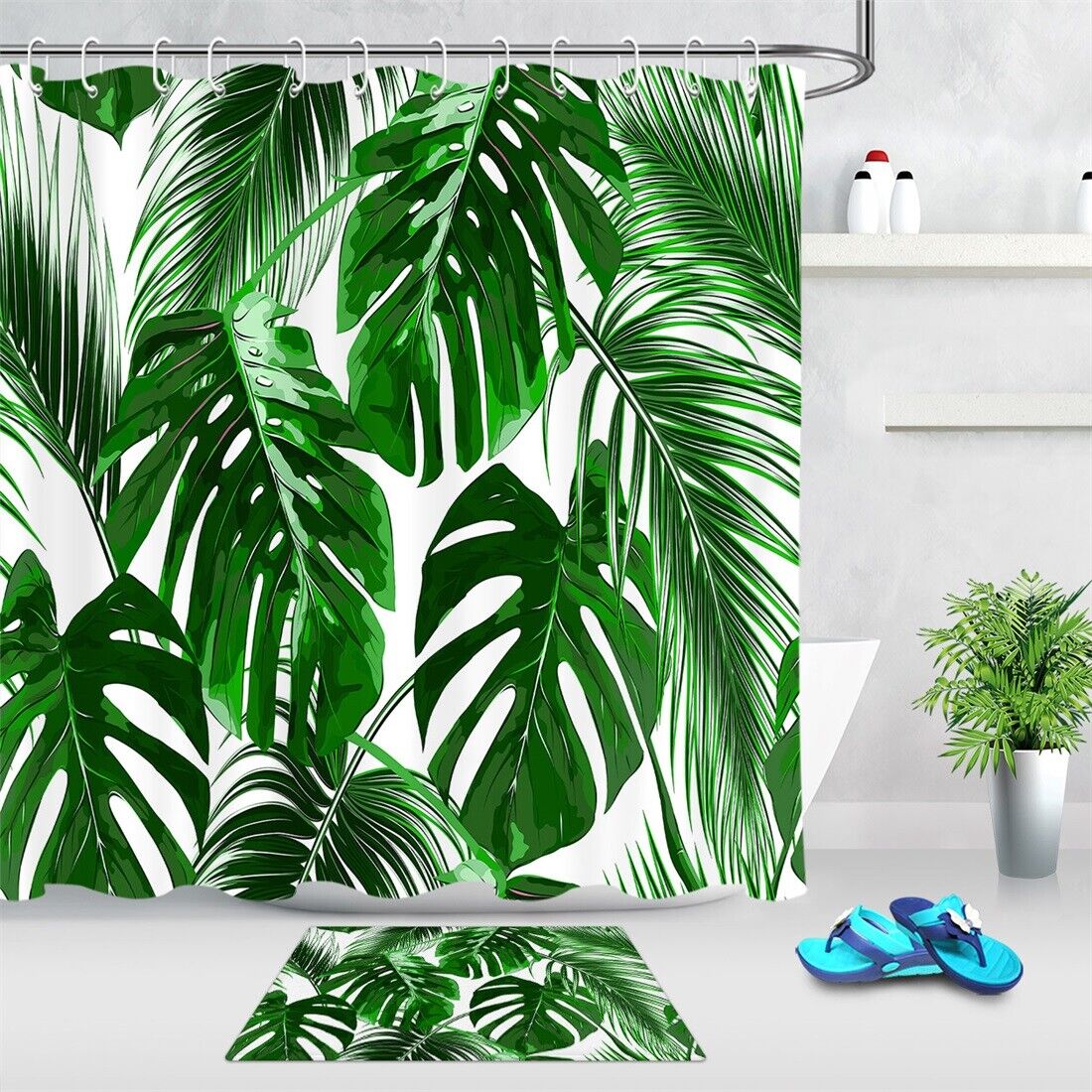 Rustic Watercolor Cactus Shower Curtain for Summer Bathroom Decor