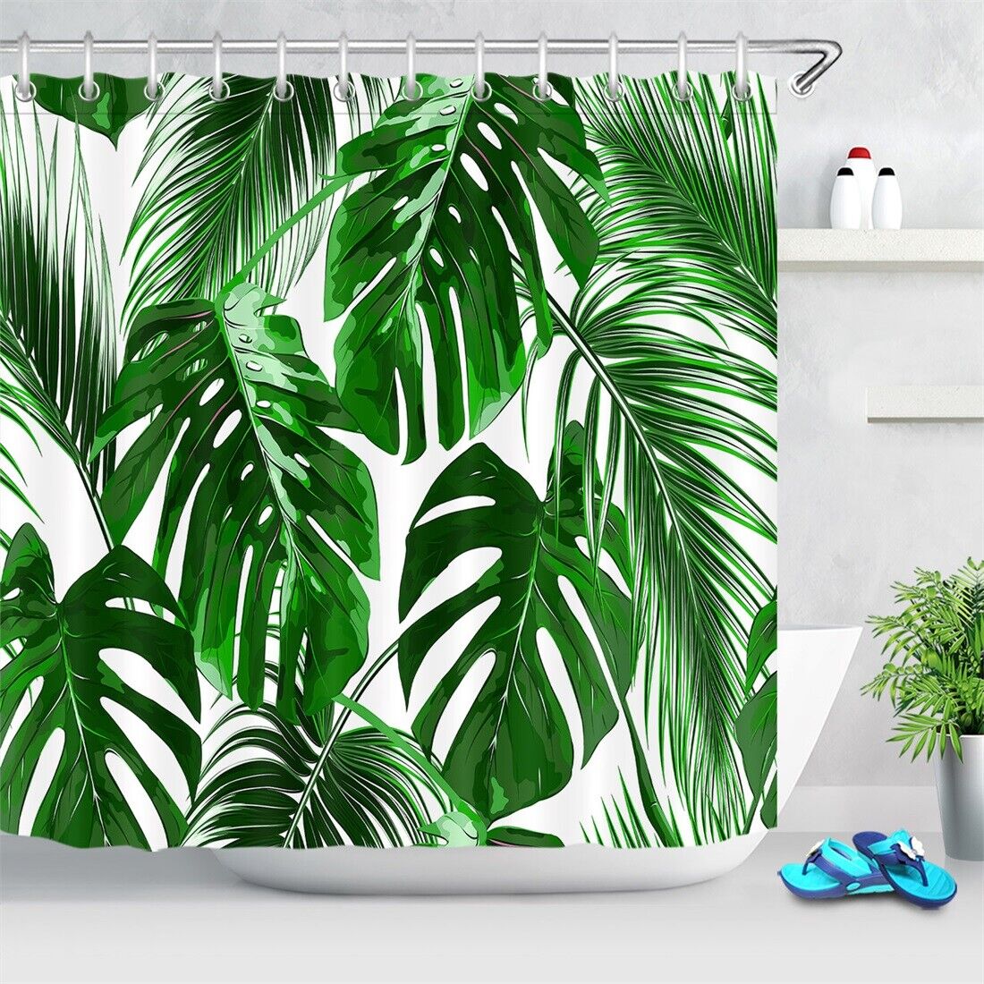 Rustic Watercolor Cactus Shower Curtain for Summer Bathroom Decor