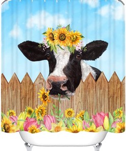 Rustic Watercolor Cattle Farm Animal Shower Curtain - Stylish And Durable