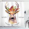 Rustic Watercolor Deer Print Indie Shower Curtain for Bathroom by Ikfashoni 